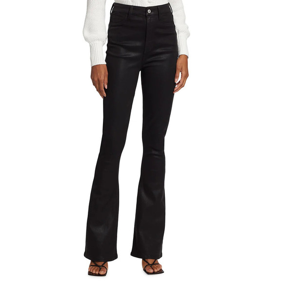 7 For All Mankind Coated Ultra High Rise Bootcut Jeans Women's Black Size 31 - Picture 1 of 11
